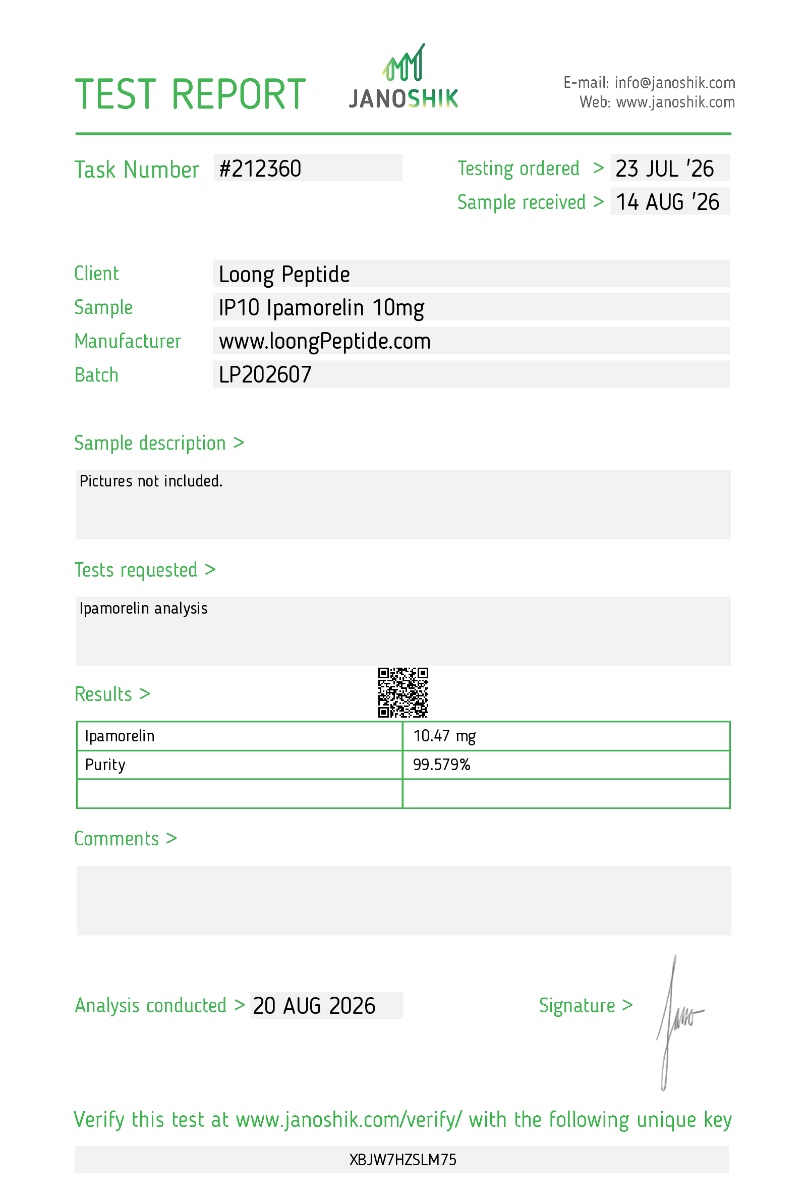 Ipamorelin peptide sample